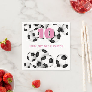 Zwarte witte voetballen verjaardagsfeestje voor ki servet