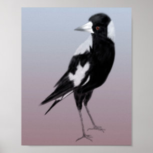 Zwarte witte vogel magnaat poster