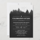 Zwarte witte vogels over bos viering van het leven kaart (Voorkant)