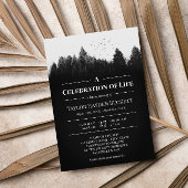 Zwarte witte vogels over bos viering van het leven kaart