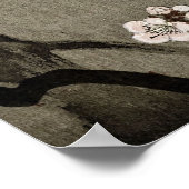 Zwarte Witte Volle Maan Cherry Blossom Art Poster (Hoek)