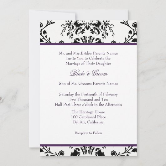 Zwarte/witte vouw, aangepaste bruiloft kaart (Achterkant)