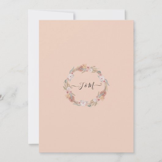 Zwarte witte Waterverf Floral BOHO Pampas Tropical Kaart (Achterkant)