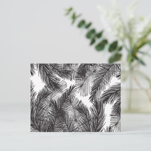 Zwarte witte waterverf handgeschilderde palmbomen briefkaart (Staand voorkant)