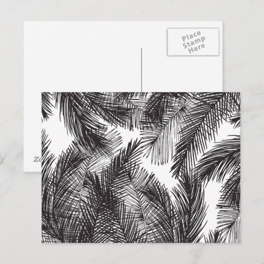 Zwarte witte waterverf handgeschilderde palmbomen briefkaart (Voorkant / Achterkant)