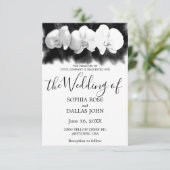 Zwarte witte waterverf orchideeën huwelijksuitnodi kaart (Staand voorkant)