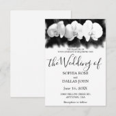 Zwarte witte waterverf orchideeën huwelijksuitnodi kaart (Voorkant / Achterkant)