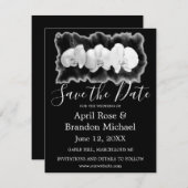 Zwarte witte waterverf orchideeën tropische bloeme save the date (Voorkant / Achterkant)