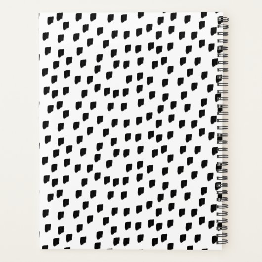 Zwarte witte Waterverf Stripes Monogram Planner (Achterkant)