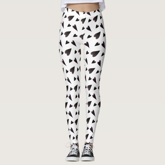 Zwarte Witte Waterverf Vrouwen Leggings (Voorkant)