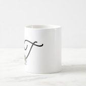 Zwarte witte waterverf wilde bloemen koffie mok (Center)