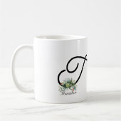 Zwarte witte waterverf wilde bloemen koffie mok (Links)