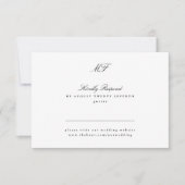 Zwarte witte website Traditionele Monogram Classic RSVP Kaartje (Voorkant)