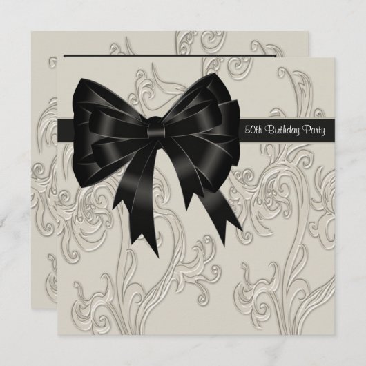 Zwarte witte werveling vrouwen 50ste verjaardagsfe kaart (Voorkant / Achterkant)