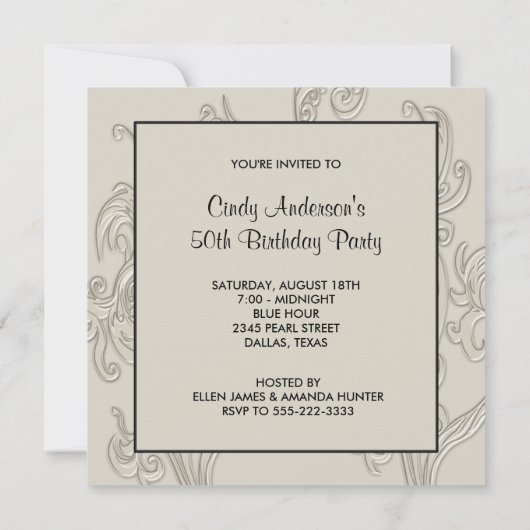 Zwarte witte werveling vrouwen 50ste verjaardagsfe kaart (Achterkant)