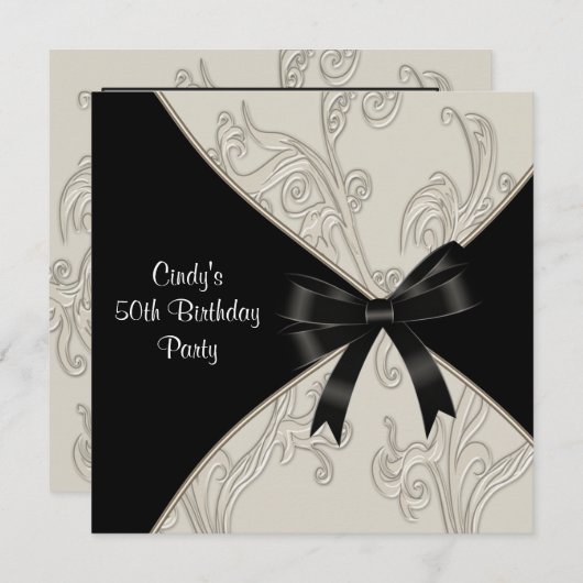 Zwarte witte werveling vrouwen 50ste verjaardagsfe kaart (Voorkant / Achterkant)
