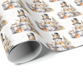 Zwarte Witte Winter Sneeuwman Kerstmis Cadeaupapier (Rol Hoek)