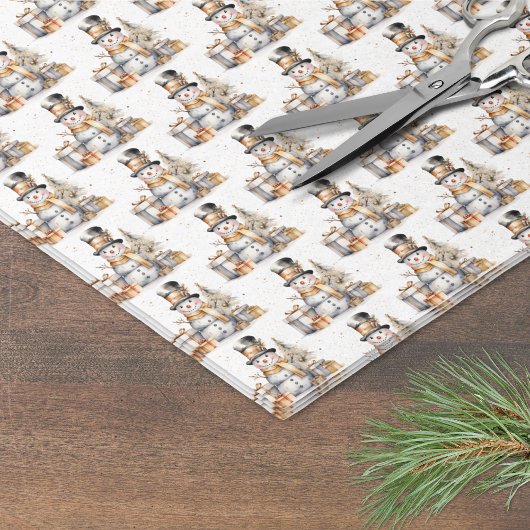 Zwarte Witte Winter Sneeuwman Kerstmis Tissuepapier