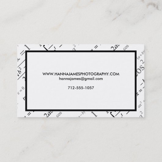 Zwarte Witte Wiskunde - Aangepaste tekst Visitekaartje (Achterkant)