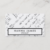 Zwarte Witte Wiskunde - Aangepaste tekst Visitekaartje (Voorkant)