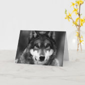 Zwarte & Witte Wolf Kaart (Gele Bloem)
