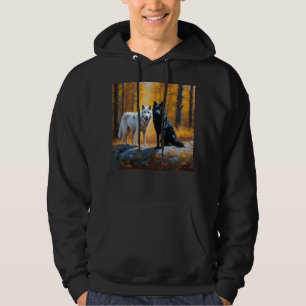 Zwarte witte wolven hoodie