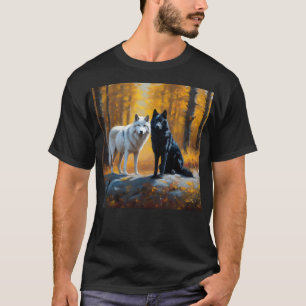Zwarte witte wolven t-shirt