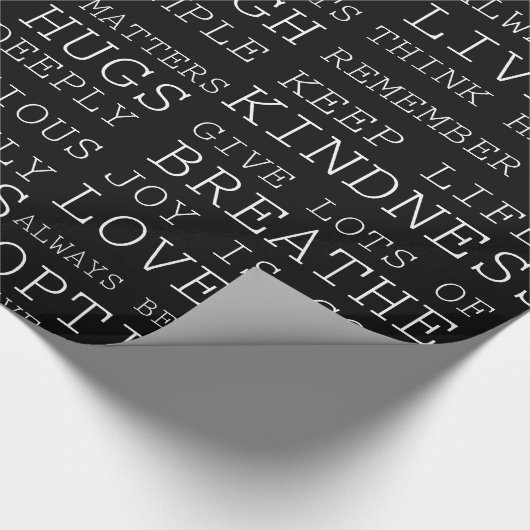 Zwarte witte woorden van inspiratie Verjaardag Cadeaupapier (Hoek)