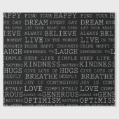 Zwarte witte woorden van inspiratie Verjaardag Cadeaupapier (Vlak)