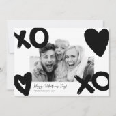 Zwarte witte xo hartfoto valentine dag feestdagenkaart (Voorkant)