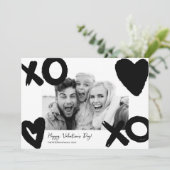 Zwarte witte xo hartfoto valentine dag feestdagenkaart (Staand voorkant)