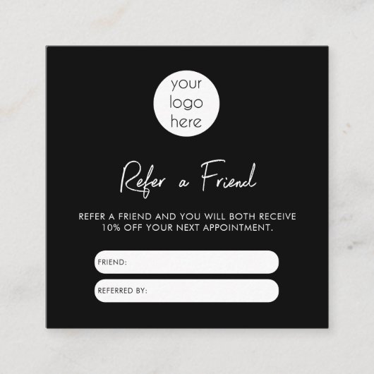 Zwarte Witte Zaken Verwijs een Kaart van de Verwij Vierkante Visitekaartje (Voorkant)