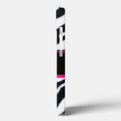 ZWARTE WITTE ZEBRA FUR FUCHSIA PINK GEM MONOGRAM, Case-Mate iPhone CASE (Achterkant / Links)