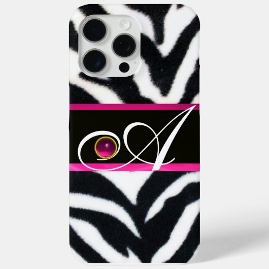 ZWARTE WITTE ZEBRA FUR FUCHSIA PINK GEM MONOGRAM, Case-Mate iPhone CASE (Achterkant)