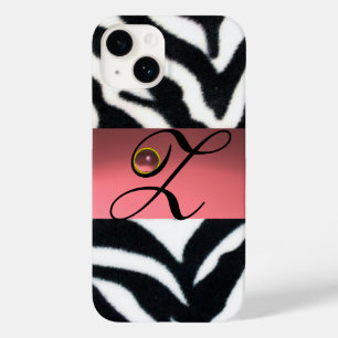 ZWARTE WITTE ZEBRA FUR PINK GEM MONOGRAM, Case-Mate iPhone CASE