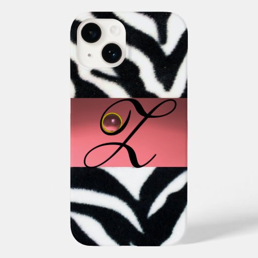 ZWARTE WITTE ZEBRA FUR PINK GEM MONOGRAM, Case-Mate iPhone CASE (Achterkant)