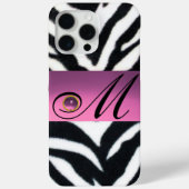 ZWARTE WITTE ZEBRA FUR PINK LILA GEM MONOGRAM, Case-Mate iPhone CASE (Achterkant)