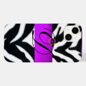 ZWARTE WITTE ZEBRA FUR VIOLET PAARSE GEM MONOGRAM, Case-Mate iPhone CASE (Achterkant (horizontaal))