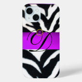 ZWARTE WITTE ZEBRA FUR VIOLET PAARSE GEM MONOGRAM, Case-Mate iPhone CASE (Achterkant)