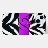 ZWARTE WITTE ZEBRA FUR VIOLET PAARSE GEM MONOGRAM, Case-Mate iPhone CASE (Achterkant (horizontaal))