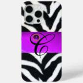 ZWARTE WITTE ZEBRA FUR VIOLET PAARSE GEM MONOGRAM, Case-Mate iPhone CASE (Achterkant)