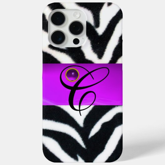 ZWARTE WITTE ZEBRA FUR VIOLET PAARSE GEM MONOGRAM, Case-Mate iPhone CASE (Achterkant)