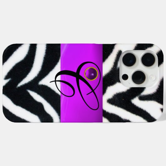 ZWARTE WITTE ZEBRA FUR VIOLET PAARSE GEM MONOGRAM, Case-Mate iPhone CASE (Achterkant (horizontaal))