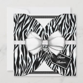 Zwarte witte Zebra Invite Ribbon & Joodse Bow Kaart (Voorkant)
