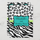 Zwarte witte Zebra leopard Skin 30e verjaardag Kaart (Voorkant / Achterkant)
