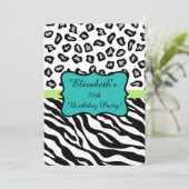 Zwarte witte Zebra Leopard Skin 70e verjaardag Kaart (Staand voorkant)