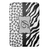 Zwarte witte Zebra Leopard Skin Monogram Badmat (Voorkant Verticaal)