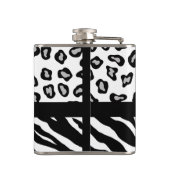 Zwarte witte Zebra Leopard Skin Monogram Heupfles (Achterkant)