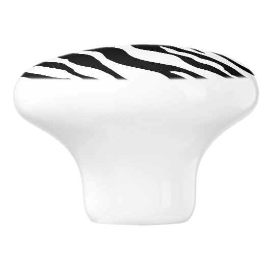 Zwarte witte Zebra Leopard Skin Monogram Keramische Knop (Zijkant)