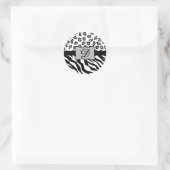 Zwarte witte Zebra Leopard Skin Monogram Ronde Sticker (Tas)